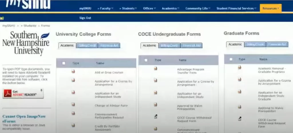 Accessing Student Forms MYSNHU
